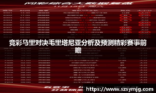 竞彩马里对决毛里塔尼亚分析及预测精彩赛事前瞻